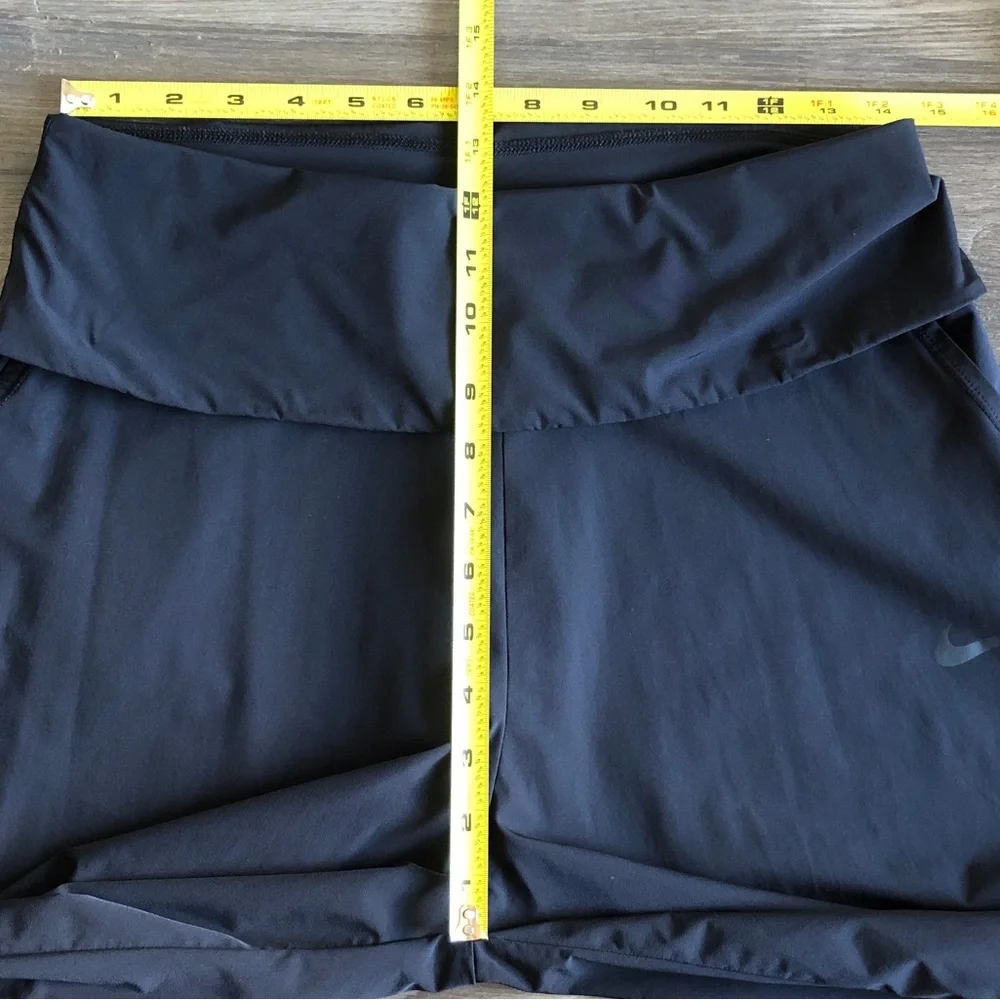 Nike Womens Bliss Studio Pants Foldover Capris Culottes Black